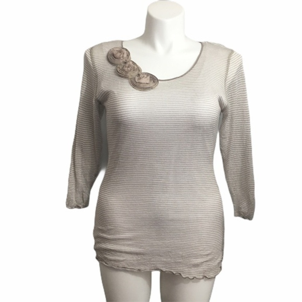 Dick & Jayne striped 3/4 sleeve knit top. Large
